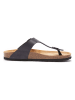 Mandel Leren teenslippers zwart