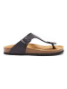 Mandel Leren teenslippers zwart