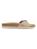 Mandel Leder-Pantoletten in Taupe