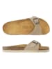 Mandel Leder-Pantoletten in Taupe
