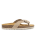 Mandel Leren teenslippers beige