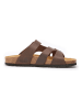 Mandel Leren slippers bruin