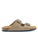 Mandel Leder-Pantoletten in Taupe