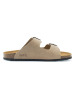 Mandel Leren slippers taupe