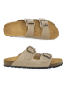 Mandel Leder-Pantoletten in Taupe