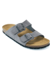 Mandel Leren slippers grijs