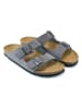 Mandel Leren slippers grijs