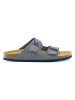 Mandel Leren slippers grijs