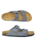 Mandel Leren slippers grijs