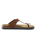 Mandel Leren teenslippers lichtbruin