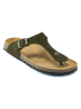 Mandel Leder-Zehentrenner in Khaki