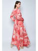 Tarifa Kleid in Rosa/ Rot/ Weiß