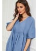 Plume Leinen-Kleid "Dobby" in Blau