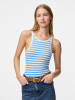 Pieces Top "Jane" in Blau/Weiß