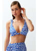 trendyol Bikini-Oberteil in Blau/ Weiß