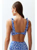 trendyol Bikini-Oberteil in Blau/ Weiß
