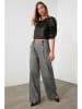 trendyol Marlenehose in Schwarz/ Weiß