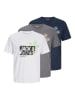 Jack & Jones 3-delige set: shirts "Jaxon" wit/donkerblauw/grijs