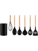 Maku 7tlg. Küchenhelfer-Set in Schwarz/ Hellbraun
