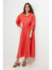 Rodier Lin Leinen-Kleid in Koralle