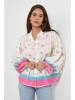 Rodier Lin Leinen-Bluse in Weiß/ Pink