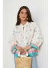 Rodier Lin Linnen blouse wit/turquoise