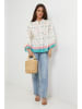 Rodier Lin Linnen blouse wit/turquoise