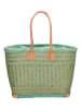 Beagles Shopper bag "Bozaka" w kolorze beżowo-turkusowym - 52 x 35 x 24 cm