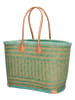 Beagles Shopper bag "Bozaka" w kolorze beżowo-turkusowym - 52 x 35 x 24 cm