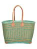 Beagles Shopper bag "Bozaka" w kolorze beżowo-turkusowym - 52 x 35 x 24 cm