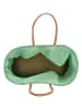 Beagles Shopper bag "Bozaka" w kolorze beżowo-turkusowym - 52 x 35 x 24 cm