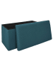 Rétro Chic Sitztruhe "Atome" in Petrol - (B)77 x (H)38 x (T)38 cm
