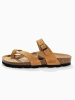 Sunbay Leren teenslippers "Tulipe" lichtbruin