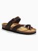 BACKSUN Leren teenslippers "Barcelone" bruin
