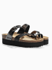 BACKSUN Leren teenslippers "Andy" zwart