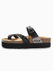 BACKSUN Leren teenslippers "Andy" zwart