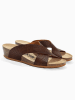 BACKSUN Leren sleehakslippers "Itaga" bruin