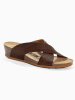 BACKSUN Leren sleehakslippers "Itaga" bruin