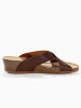 BACKSUN Leren sleehakslippers "Itaga" bruin