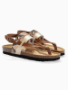 BACKSUN Leder-Zehentrennersandalen "Santarem" in Hellbraun/ Beige