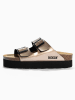 BACKSUN Leren slippers "Maldives" bruin