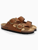 BACKSUN Leren slippers "Londrina" lichtbruin