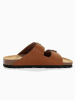 BACKSUN Leren slippers "Londrina" lichtbruin