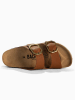BACKSUN Leren slippers "Gwana" lichtbruin