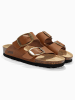BACKSUN Leren slippers "Londrina" lichtbruin