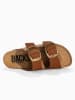 BACKSUN Leren slippers "Londrina" lichtbruin