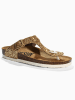 BACKSUN Leren teenslippers "Singapore" goudkleurig