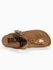BACKSUN Leren teenslippers "Singapore" goudkleurig