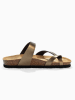 BACKSUN Leren teenslippers "Barcelone" goudkleurig
