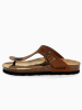 BACKSUN Leren teenslippers "Mezzo" lichtbruin